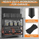 Workbench with Pegboard, Adjustable Heavy Duty Work Table with Wheels, Heavy Duty Workstation, Metal Tool Work Bench for Garage Warehouse Workshop, 48" H x 18" D x 34" W, Black by GreenHaven Gardens
