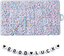 1400pcs Letter Beads, 4x7 mm Acrylic Alphabet Beads, Beads for Jewelry and Bracelet Making, in 28 Grid Box (White and Colorful) by TinyTreasures Baby Boutique
