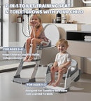 2-in-1 Toddler Potty Training Toilet Seat with Step Stool Ladder – Adjustable Height Potty Chair Urinal for Baby Boys Girls Age 1-3, Foldable Training Potty with Splash Guard & Anti-Slip Feet, Grey by TinyTreasures Baby Boutique