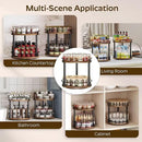 Spice Rack, Set of 2 Lazy Susan Organizer, 2-Tier Turntable Organizer, Rotating Spice Rack Organizer For Cabinet, Compact and Versatile, for Kitchen Countertop, Rustic Brown SR22L2BR by CozyNest Decor