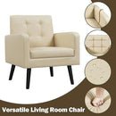 Yaheetech Mid-Century Accent Chairs, PU Leather Modern Upholstered Living Room Chair, Cozy Armchair Button Tufted Back and Wood Legs for Bedroom/Office/Cafe Beige by CozyNest Decor