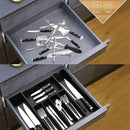 VaeFae Premium Bamboo Drawer Organizer, Expandable Silverware Drawer Organizer, Cutlery Tray with Dividers for Kitchen Utensils (Black, Large) by CozyNest Decor