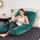 Amagoing 55 inches Pregnancy Pillows for Sleeping, U Shaped Maternity Full Body Pillow for Pregnant Women with Hip, Leg, Back, Belly Support, Removable Washable Velvet Cover (Teal Green) by TinyTreasures Baby Boutique