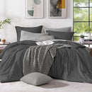 Monbix King Size Comforter Set, Dark Grey King Size Bed Set Reversible 7 Pieces, Cationic Dyeing Bed in a Bag with Comforter, Sheets, Pillowcases & Shams by CozyNest Decor
