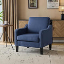 VINGLI Mid Century Modern Accent Chair, Navy Blue Fabric Accent Chairs for Living Room, Upholstered Armchair with Scooped Arms for Bedroom, Apartment, Studio, Office, Waiting Room by CozyNest Decor