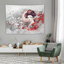 Japanese Geisha Tapestry Asian Red Cherry Blossom Traditional Kimono Folk Tapestries Home Decor for Living Room Bedroom Apartment Farmhouse Dorm 80"x60" by CozyNest Decor