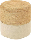 REDEARTH · Cylindrical Pouf Foot Stool Ottoman - Jute Braided Accent Sitting Footrest for The Living Room, Bedroom, Nursery, Patio, Lounge & Other Rooms in The Home (14.5”x14.5”x16”; Natural Ivory) by CozyNest Decor