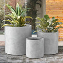 Kante 9.8",12.6",15.7" Dia Round Concrete Planter Set of 3, Modern Style Large Cylindrical Plant Pot with Drainage Hole and Rubber Plug for Indoor Outdoor Patio, Natural Concrete by GreenHaven Gardens