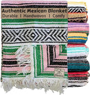 Del Mex Classic Mexican Blanket, Large Authentic Woven Falsa Throw (70"x50"), Artisan Southwest Décor for Beach, Yoga, Outdoors (Green/Pink) by CozyNest Decor