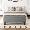 Furniliving Ottoman Bench with Storage, Folding Storage Ottoman Bench with Wood Legs, Upholstered Bedroom Bench with Button-Tufted, Entryway Bench Storage Bench for Bedroom, Linen (Darkgrey) by CozyNest Decor