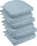 downluxe Indoor Chair Cushions for Dining Chairs, Soft and Comfortable Textured Foam Kitchen Chair Pads with Ties and Non-Slip Backing, 16" x 16" x 2", Light Blue, 6 Pack by CozyNest Decor