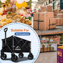 Collapsible Wagon Cart with Wheels Foldable, Folding Wagons Carts with Silent Universal Wheels, Large Grocery Cart On Wheels, Heavy Duty Utility Wagon for Shopping Beach Sports Fishing Camping, 150L by GreenHaven Gardens