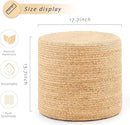 Handwoven Ottoman Pouf, Natural Water Hyacinth Footstool, Round Braided Outdoor Seat with Sturdy Frame, Boho Accent Stool for Patio, Balcony, or Garden (Natural) by CozyNest Decor