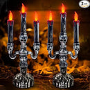 TURNMEON 2 PCS Skull Halloween Candles Lamp,Halloween Decorations Indoor 3-Candles Candelabra LED Lights Battery Operated Candles Holder, Halloween Decor for Home Table Party Room Scary Haunted House by CozyNest Decor