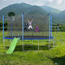 12FT 14FT Trampoline with Slide and Swings, ASTM Approved Outdoor Trampoline with Basketball Hoop and Ladder, Capacity for 5-7 Kids and Adults by TinyTreasures Baby Boutique