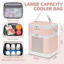Mancro Breast Milk Cooler Travel Bag with Ice Pack, Double Layer Baby Bottle Cooler Bag Fits 6 Bottles Up to 9 Ounces,Insulated Bottle Bags for Daycare & Travel,Pink by TinyTreasures Baby Boutique