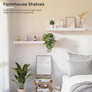 Floating Wood Shelves for Wall 24 Inches x 8”x 1.4” Shelf Floating Home Decor, Heavy Duty Shelf Hold 60 lbs, Wall Shelves for Bathroom Living Room Kitchen Bedroom Office - Set of 2 White by CozyNest Decor