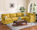 135.5" Oversized Modular Sectional Sofa, L Shaped Convertible Couch with Movable Ottoman, 5 Seat Corner Couches for Living Room Deep Seat Yellow Chenille by CozyNest Decor