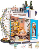 Rolife DIY Miniature House Kit Dora's Rooftop, Tiny House Kit for Adults to Build, Mini House Making Kit with Furnitures, Halloween/Christmas Decorations/Gifts for Family and Friends (Dora's Rooftop) by TinyTreasures Baby Boutique