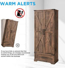 72" Farmhouse Kitchen Pantry Cabinet With Drawer, Tall Storage With 2 Barn Doors and Shelves, Versatile Large Rustic for Dining Room, Bathroom, Living Room, Rustic Brown by CozyNest Decor