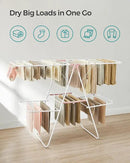 SONGMICS Clothes Drying Rack, Foldable 2-Level Laundry Drying Rack, Free-Standing Laundry Airer, with Height-Adjustable Wings, 33 Drying Rails, Sock Clips, White and Pink ULLR053P01V1 by CozyNest Decor