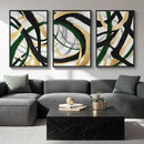 Large Framed Abstract Wall Art for Living Room, Set of 3 Modern Canvas Prints Painting Artwork for Walls, Black Green and Gold Brush Stroke Pictures for Hallway Dining Room Office Wall Decor 24x36 In by CozyNest Decor