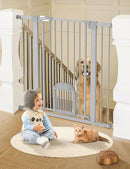 Babelio 36" Tall Upgraded Baby Gate with Cat Door,29-43" Auto Close Durable Dog Gate for Stairs,Doorways and House,Easy Walk Thru,Includes 4 Wall Cups,Gray by TinyTreasures Baby Boutique