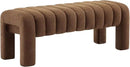 43.3" Bedroom Bench, Upholstered Entryway Bench, Modern End of Bed Ottoman with Solid Wood Legs and Adjustable Foot Pegs for Entryway, Dining Room and Living Room (Brown Boucle) by CozyNest Decor