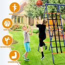 Swing Set for Backyard - 6 in 1 Multifunction Kids Swing Set Heavy Duty 550 lbs Outdoor Extra Large Metal Swing Frame with 3 Adjustable Swings Climbing Net Ladder Basketball Hoop by TinyTreasures Baby Boutique