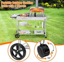 Pizza Oven Table with Topping Station, Outdoor Pizza Oven Cart, Grill Table for Outside, Grill Cart, Food Prep Work cart Fits for Ninja Woodfire Grill, Blackstone Griddle,Tabletop Grill by CozyNest Decor