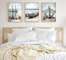 3Pcs Nautical Beach Wall Art Sailboat Paddle and Anchor Paintings Pictures Wall Decor Nautical Coastal Posters Prints Artwork for Living Room Bedroom Home Office Corridor Home Decroation Unframed by CozyNest Decor