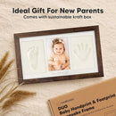 Baby Hand and Footprint Kit - Clay Handprint Keepsake Frame, Newborn Nursery Picture Frame, Personalized New Mom Gifts for Baby Shower & Registry (Dark Walnut) by TinyTreasures Baby Boutique