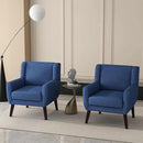 UIXE Accent Chairs Set of 2, Fabric Upholstered Armchair for Living Room, Comfy Arm Chair Single Sofa Bedroom Side Reading Seat - Flax Blue by CozyNest Decor