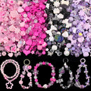 Assorted 180-240PCS Acrylic Beads for Bracelet Making,Flower Bow Butterfly Candy GummyBear Kawaii Aesthetic Bracelet Charms, Cute Beads for Jewelry Making Necklace Keychain Phone Charms DIY by TinyTreasures Baby Boutique