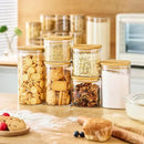 42oz & 27oz - 4 Pack Square Glass Jars with Bamboo Lids, Glass Food Storage Containers with Airtight Lids for Kitchen, Air Tight Pantry Storage Containers for Cereal, Pasta, Rice, Sugar, Coffee, Spice by CozyNest Decor