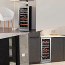 Ca'Lefort 15 Inch Wine Fridge, 28 Bottle Wine Cooler Refrigerator, 40-65°F Wine Refrigerator Glass Door, 3 LED Dual Zone Wine Fridge, Built-in or Freestanding Fridge for Home/Bar/Kitchen (3.0 cu.ft) by CozyNest Decor