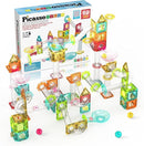 PicassoTiles 60 pc Magnet Tiles Building Block Travel Size Magnetic Marble Run Construction Toy Set Mini Diamond Marble RaceTrack Building Blocks Playset Education STEM Learning Kit Boy Girl 3+ PTMG60 by TinyTreasures Baby Boutique