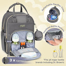 RUVALINO Diaper Bag Backpack, Multifunction Travel Baby Diaper Bag with Changing Pad, Insulated Bottle Holders & Pacifier Case, Large Capacity,Waterproof, Iron Gray by TinyTreasures Baby Boutique