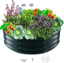 Durable Round Steel Raised Garden Bed Painted for Planting Vegetable/Herbs/Flowers/Trees at Backyard/Garden,or Baby Chicken,Christmas Tree Fence (Dark Green, 36 ins Diameter x 12 ins high) by GreenHaven Gardens