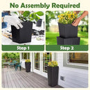 IDZO Wicker All-Weather Planter Set with Liners Tall Plant Decor Box for Outdoors Patio Herb Garden Furnishings - Rectangular Mocha by CozyNest Decor
