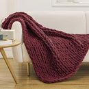 WESHIONGOO Chunky Knit Blanket Throw 40"×40" Knitted Throw Blankets for Couch Bed Fluffy Soft Blanket with Jumbo Chenille Yarn Thick 100% Handmade (Burgundy Red) by CozyNest Decor