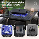 Patio Furniture Set with Fire Pit Table, 5 Pcs Metal Outdoor Conversation Set, 4 Swivel Chairs with 5.75" Extra Thick Cushion and 28" Fire Pit Table for Backyard Deck, Grey by GreenHaven Gardens