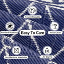 OutdoorLines Indoor Outdoor Rug for Patio 6x9 ft - Reversible Outside Carpet, Stain & UV Resistant Portable RV Mat, Plastic Straw Rug for Camping, Pool Deck, Porch Rhombus Navy & White by GreenHaven Gardens