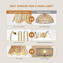 Oneach Arc Floor Lamp for Living Room,Rattan Boho Floor Lamp with Hand-Woven Wicker Shade, Foot Switch,Gold Metal Base & Pole,Farmhouse Standing Lamp for Bedroom Corner,Reading by CozyNest Decor