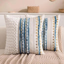 Boho Chenille Tufted Couch Throw Pillow Covers 18x18 Inch Set of 2 Farmhouse Striped Decorative Pillow Covers Accent Neutral Square Pillowcase Blue Cushion Covers for Livingroom Sofa Bed by CozyNest Decor