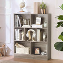 LEYAOYAO 7 Cube Bookshelf with Base,3 Tier Mid-Century Modern Grey Bookcase,Standing Wide Bookshelves Storage Organizer Shelf,Rustic Wood Display Cabinet Book Shelves for Bedroom,Living Room,Office by CozyNest Decor