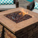 COSIEST 5-Piece Faux Brown Propane Fire Pit Outdoor Furniture Brown Chairs, Warm Gray Wicker Thick Cushion Sofa w 32-inch Square Propane Fire Table (50,000 BTU) for Garden, Pool, Backyard by GreenHaven Gardens
