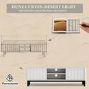 White Mid Century Modern TV Stand, Wood Fluted Living Room TV Stands with Storage Sliding Doors, Desert-Inspired Design MCM Entertainment Center for 55 60 65 70 75 55+ 60+ 65+ 70+ Inch by CozyNest Decor