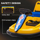 Aosom Toddler Bumper Car, 360° Rotation 6V Kids Electric Ride on Bumper Car with EVA Bumper Edges, Twins Motor, Songs, Horn, LED Lights, Safety Belt for 18-48 Months, Yellow by TinyTreasures Baby Boutique