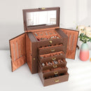 Kendal Extra Large Jewelry Box Jewelry Case PU Leather 6 Tier 5 Drawers Large Storage Capacity with Mirror Jewelry Storage Organizer Great Gift Also Good For Watches LJC-SHD5BN (Brown) by TinyTreasures Baby Boutique